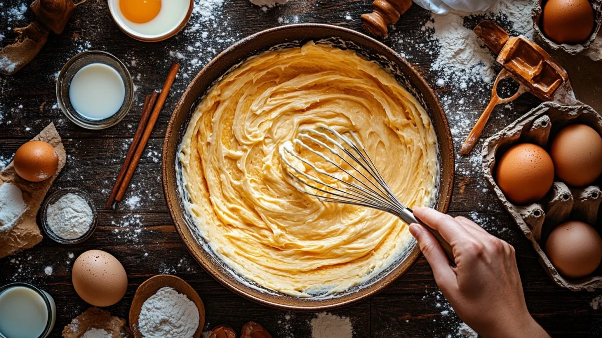 Stirring while baking. 